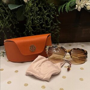 Tory Burch Tortoise Sunglasses with Orange Case